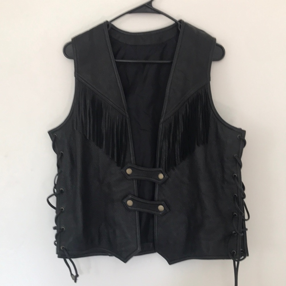 Vintage Genuine Leather Fringe Vest